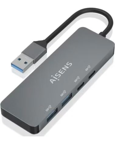 AISENS Hub USB 3 2 A106-0696- 2xUSB- 2xUSB Tipo-C- Gris