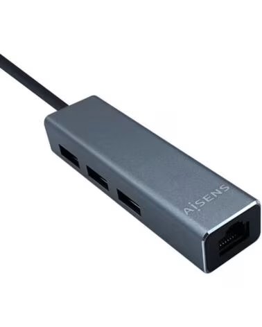 AISENS Hub USB Tipo-C A109-0396- 3xUSB- 1xRJ45- Gris