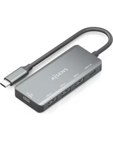 AISENS Hub USB Tipo-C A109-0945- 3xUSB- 1xUSB Tipo-C- 1xUSB Tipo-C PD- Gris