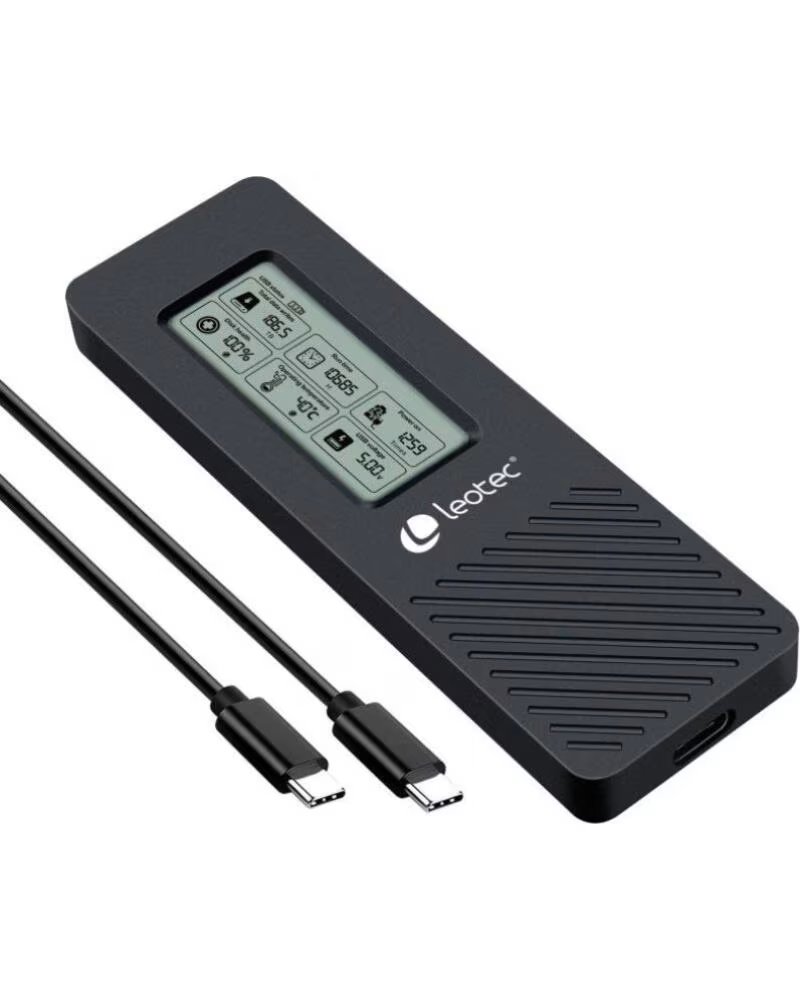 LEOTEC Caja Externa para Disco SSD M 2 NVMe LEM2EXT01- USB 3 2- con Pantalla LCD