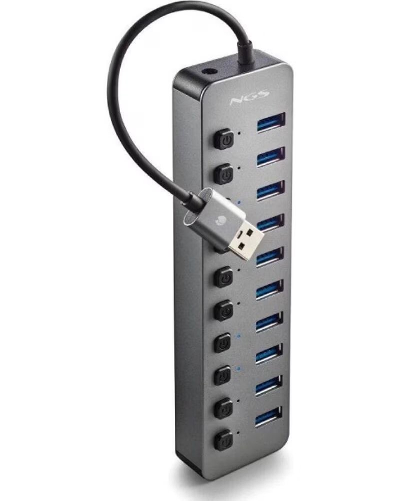 NGS Hub USB IHUB10- 10xUSB 3 0- Gris