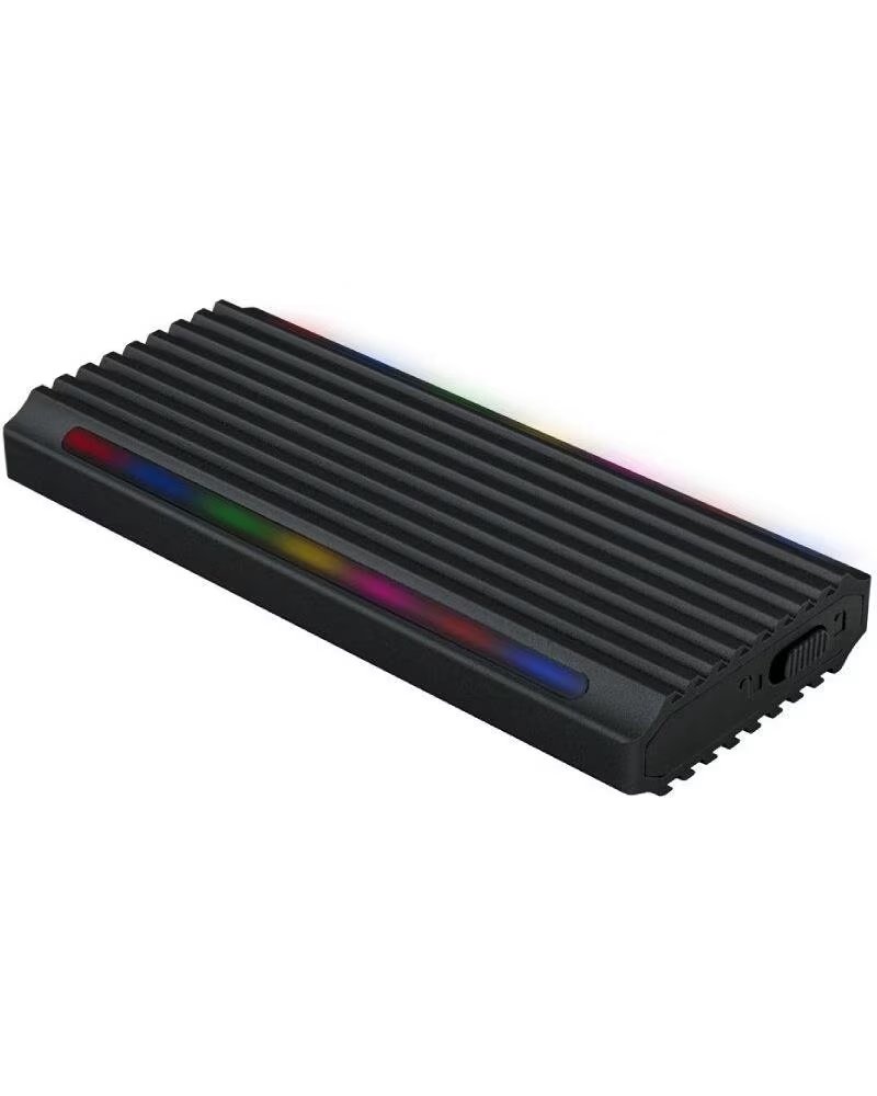 TOOQ Caja externa tqe - 2222b shinobi para ssd m 2 usb tipo c rgb negro