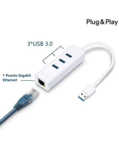 TP-LINK Adaptador usb a ethernet gigabit hub de 3 puertos usb 3 0 tp link