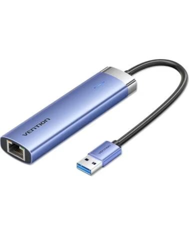 VENTION Hub USB 3 0 TGFSB- 3xUSB- 1xRJ45- 1xUSB Tipo-C PD- Azul