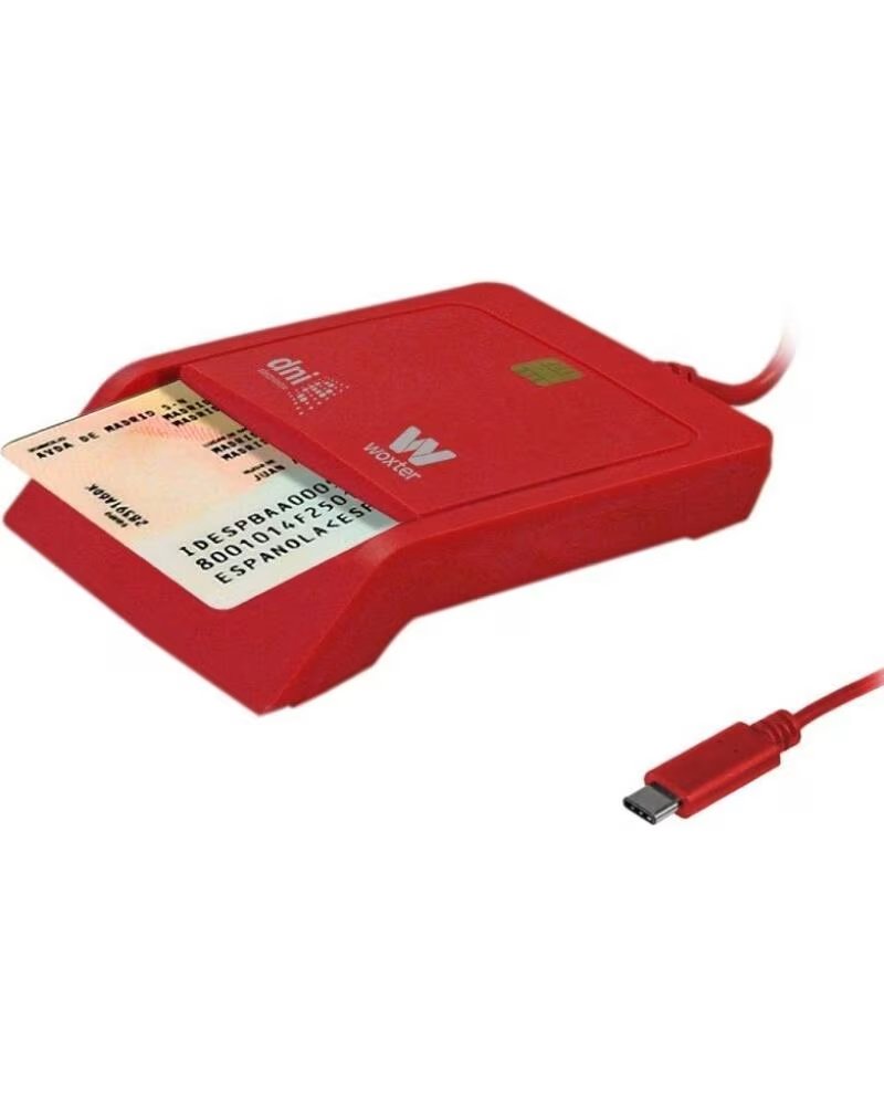 WOXTER Lector de DNI y Tarjetas PE26-199- USB Tipo-C- Rojo
