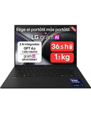 LG Portatil Gram 14ZD90U-G AX85BN Intel Core Ultra 7-355- 32GB- 512GB SSD- 14- Sin Sistema Operativo