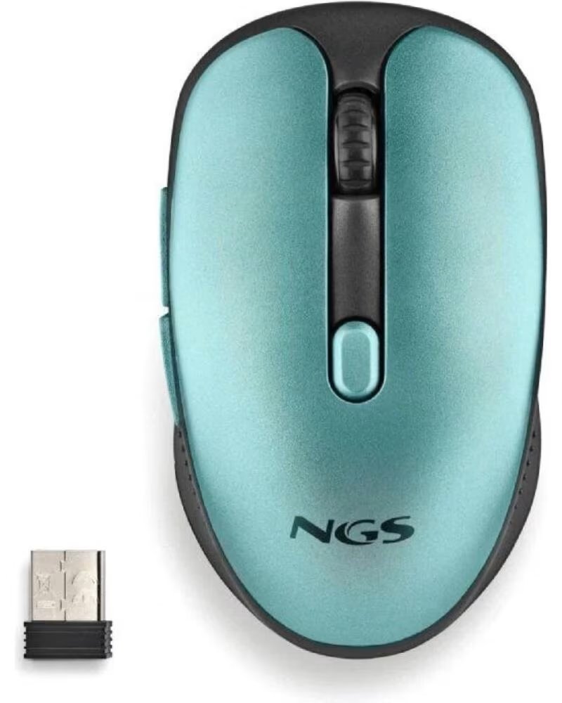 NGS Raton Inalambrico Evo Rust- Bateria recargable- Hasta 1600 DPI- Verde Agua