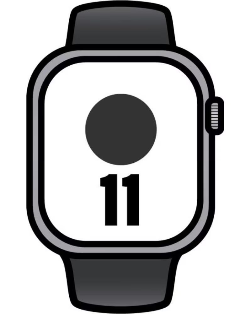 APPLE WATCH SERIES 11 GPS CELLULAR 42MM SPACE GRAU SPORTARMBAND SCHWARZ M-L