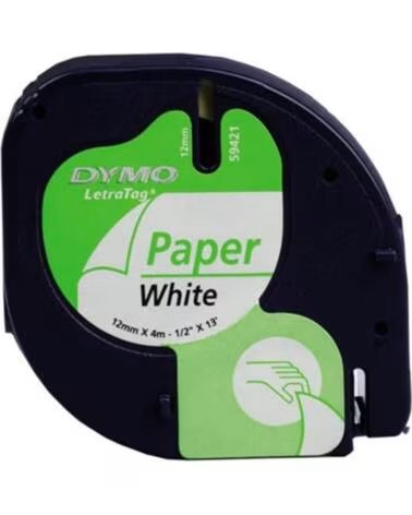 DYMO PAPIER-BESCHRIFTUNGSBAND KLEBEBAND 59421 FÜR LETRATAG 12 MM X 4 M WEISS