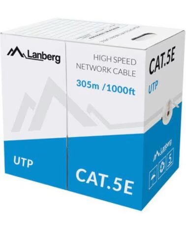 LANBERG Bobina cat 5e utp 305m rj45 solid cobre fluke tested awg24 cpr gris