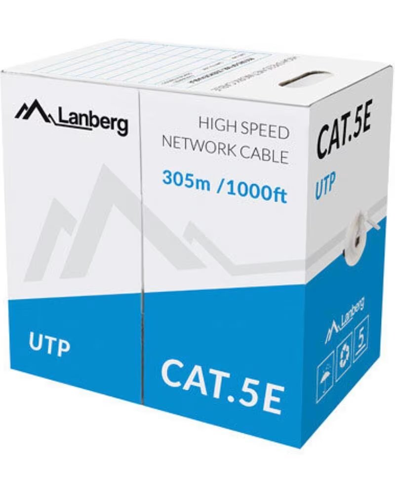 LANBERG Bobina cat 5e utp 305m rj45 solid cobre fluke tested awg24 cpr gris