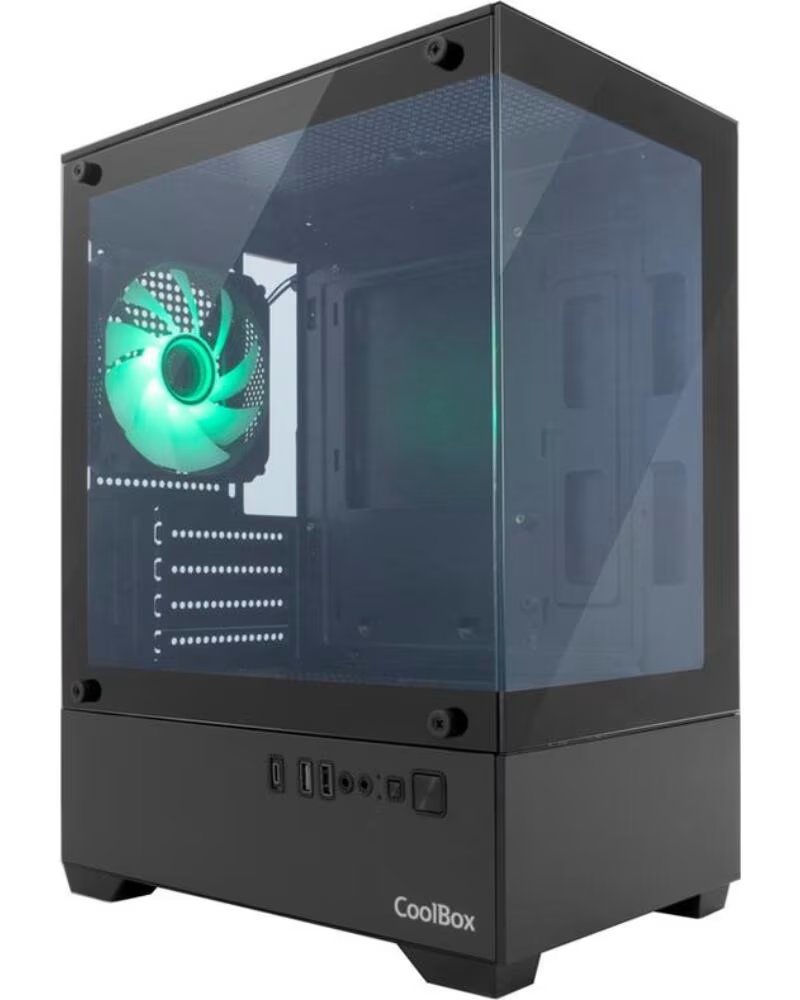 COOLBOX Caja ordenador gaming gm200 vision lite matx argb cristal templado negra