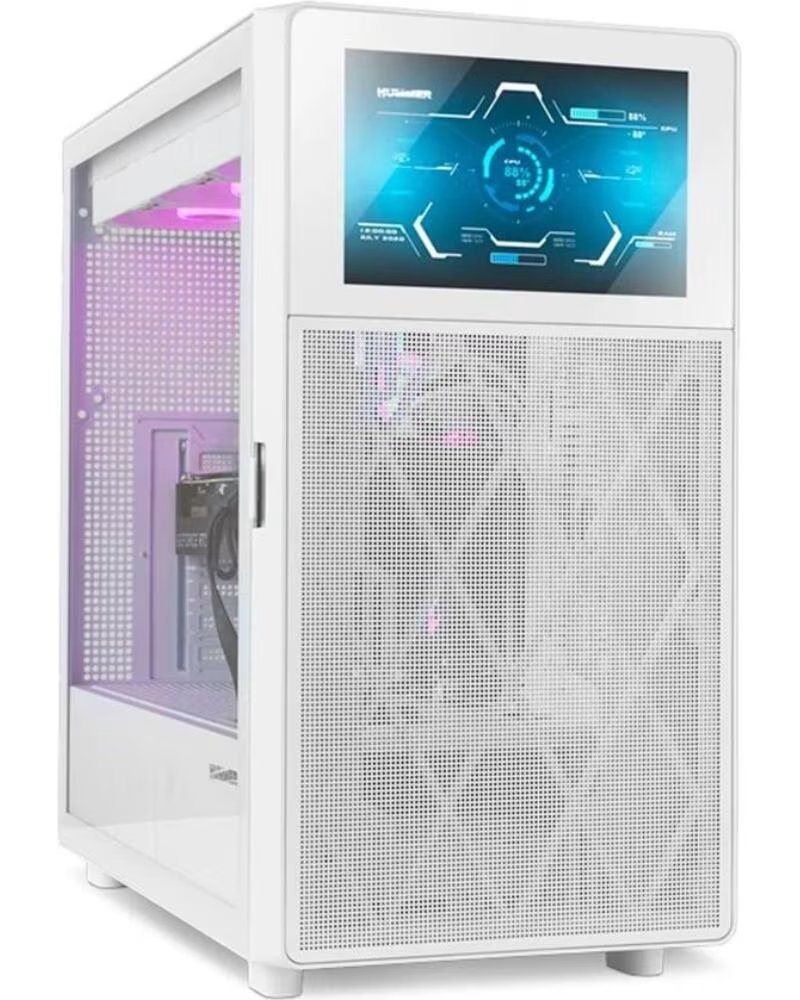 NOX Caja ordenador gaming hummer bios atx cristal templado lcd 8 blanco