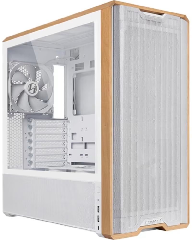 LIAN LI Caja ordenador gaming lancool 217 atx cristal templado madera blanca