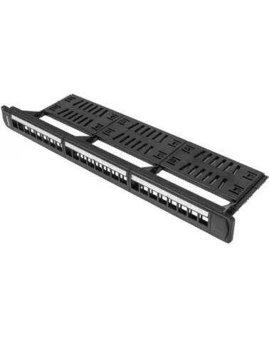 LANBERG Patch panel 24 puertos 1u rack 19 pulgadas organizador modulos keystone negro