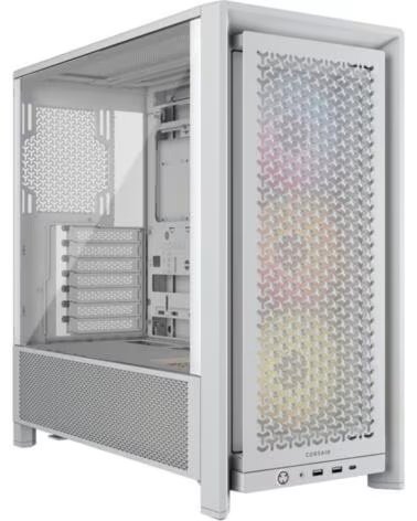 CORSAIR Caja ordenador gaming frame 4000d rs atx argb cristal templado blanca