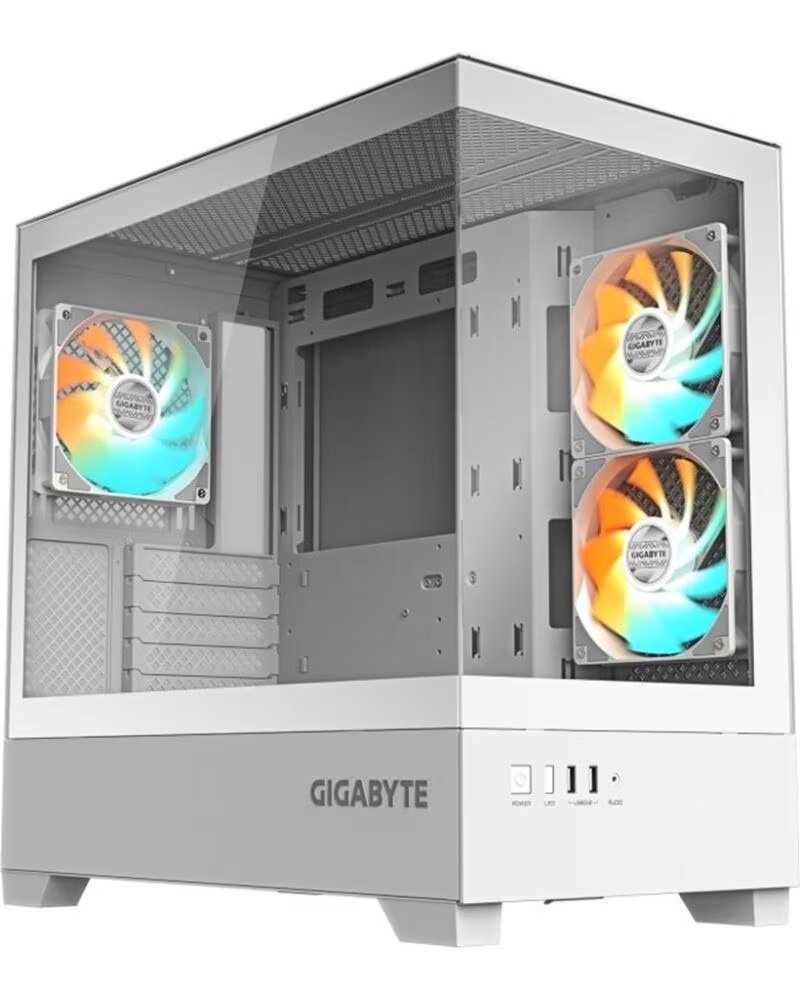 GIGABYTE Caja ordenador gaming c201 matx vidrio usb 3 2 blanca