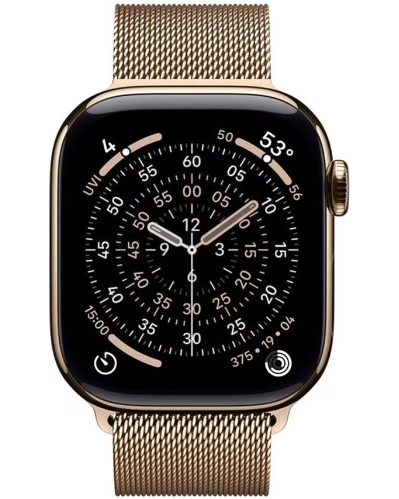 APPLE Smartwatch watch s11 gps cellular 42mm gold titanium case gold milanese loop