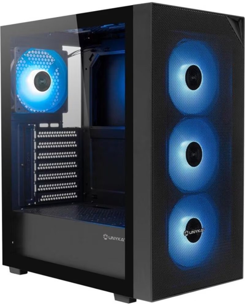 UNYKACH Caja ordenador gaming revelat mesh compact edition atx argb cristal templado negra