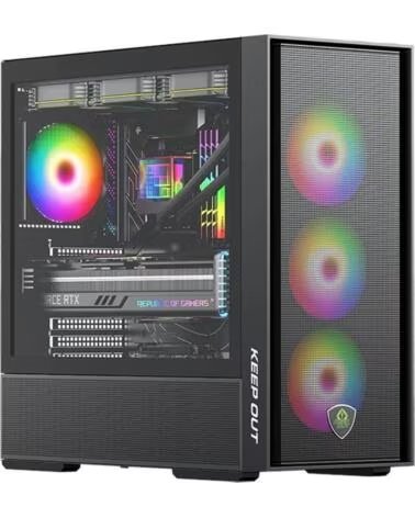 KEEP OUT Caja ordenador gaming ko xc - 805 mesh atx argb cristal templado negro