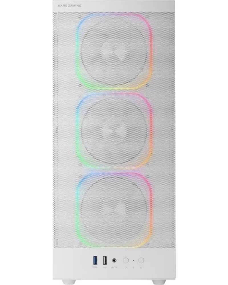 MARS GAMING Caja ordenador mcnebulaw atx argb cristal templado blanco
