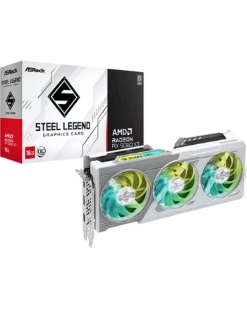 ASROCK Tarjeta grafica rx 9060xt steel legend rgb 16gb gddr6 - 2x dp - 1x hdmi pci express 5 0