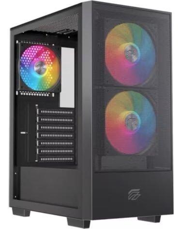 EINAREX Caja ordenador gaming p100 atx rgb cristal templado negra
