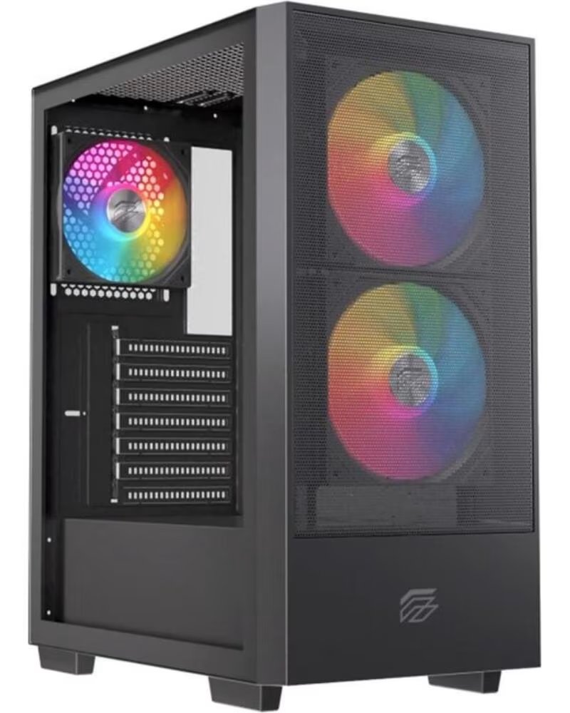 EINAREX Caja ordenador gaming p100 atx rgb cristal templado negra