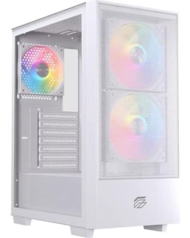 EINAREX Caja ordenador gaming p100 atx rgb cristal templado blanca