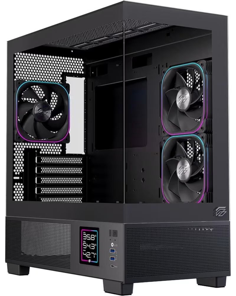 EINAREX Caja ordenador gaming sm501d atx rgb cristal templado negra