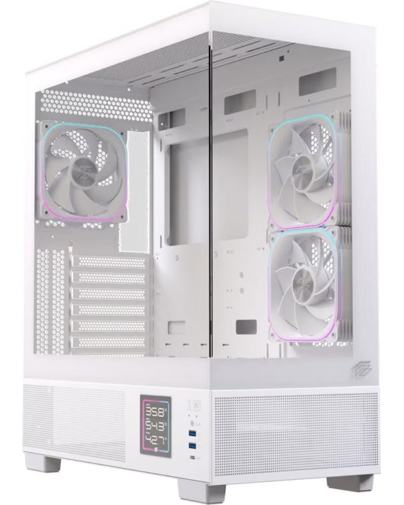 EINAREX Caja ordenador gaming s501d atx rgb cristal templado blanca