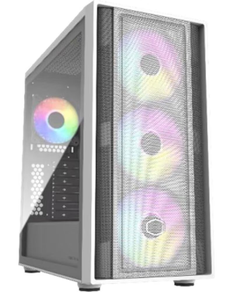 COOLER MASTER Caja ordenador gaming masterbox 600 atx argb cristal templado blanco