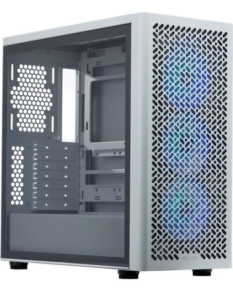 COOLER MASTER Caja ordenador gaming elite 502 atx argb cristal templado blanca
