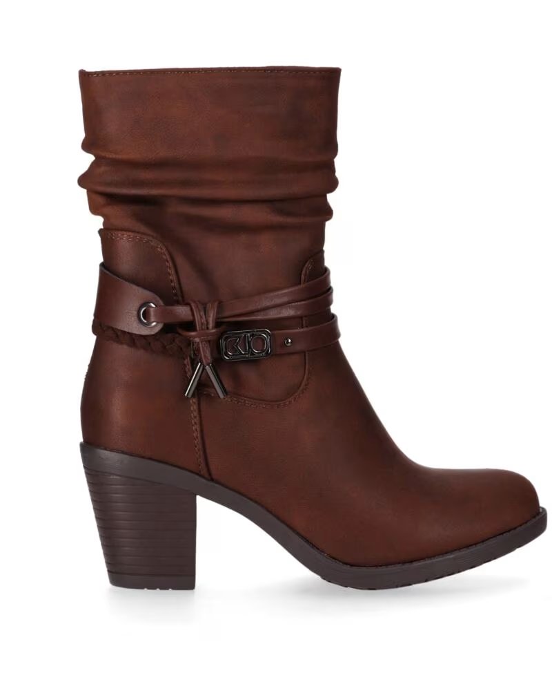CHIKA10 TONIA 21 STIVALETTI DONNA PELLE SINTETICA TACCO MEDIO MARRONE MARRON-BROWN