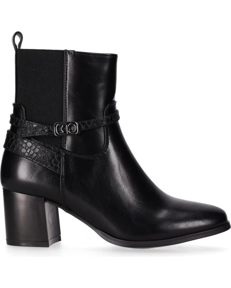 CHIKA10 CAYETANA 06 BOTINS DE PELE SINTÉTICA SALTO ALTO NEGRO-BLACK