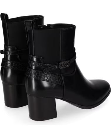 CHIKA10 CAYETANA 06 BOTINS DE PELE SINTÉTICA SALTO ALTO NEGRO-BLACK