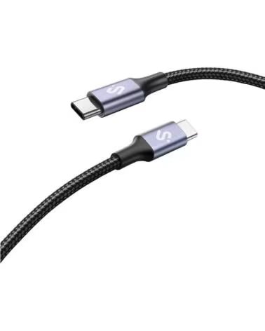 SUBBLIM Cable USB 2 0 Tipo-C Plus- USB Tipo-C Macho - USB Tipo-C Macho- Hasta 100W- 480Mbps- 1m- Negro