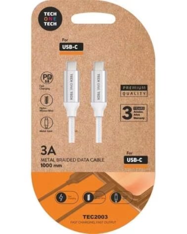 TECH ONE CAVO USB 20 TIPO-C TEC2204 MASCHIO A FINO A 20W 480MBPS 1M BIANCO