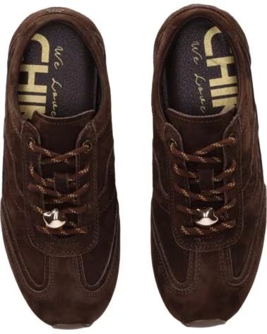 CHIKA10 CLAIRE 06 BASKETS DAIM FEMME MARRON LEATHER PLAT MARRON-BROWN