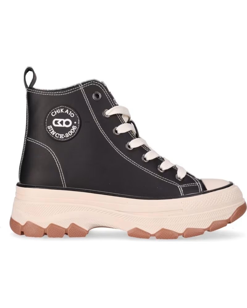 CHIKA10 VANIA 06 BASKETS CUIR SYNTHÉTIQUE FEMME PLAT NOIR-BLACK NEGRO-BLACK
