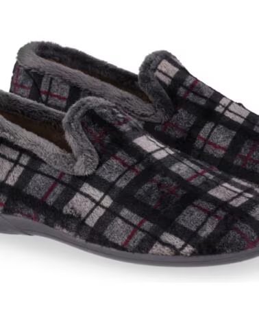 CHIKA10 AMARENA KARIERTE STOFF HAUSSCHUHE HERREN NEGRO-BLACK