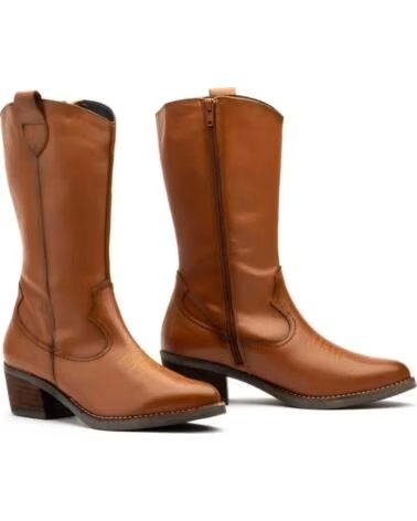 PAR Y MEDIO BOTAS MUJER PIEL SERRAJE BEIGE MODELO PYM940 MARRÓN