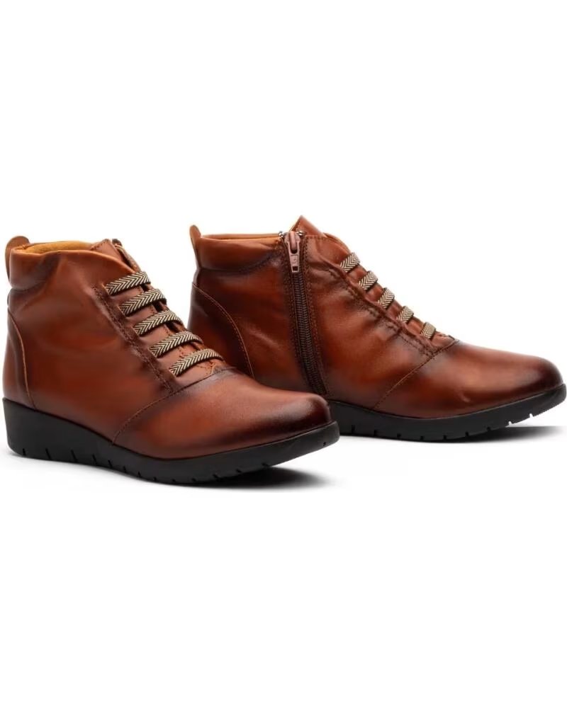 JAM DAMEN LEDERSTIEFELETTE MIT ELASTISCHEN SCHNÜRSENKELN UND REISSVERSCHLUSS MODELL FX9502 MARRóN