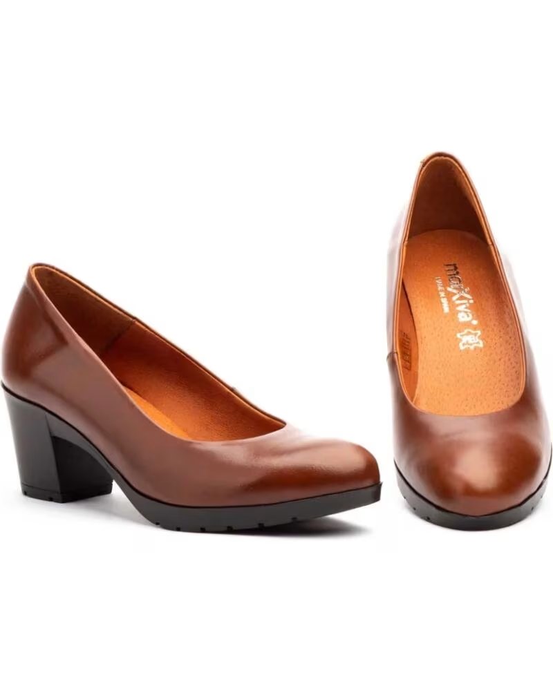 MORXIVA ZAPATOS SALÓN MUJER PIEL NAPA TACÓN ANCHO MX923 MARRóN