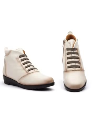 JAM BOTÍN MUJER PIEL BEIGE CORDONES ELÁSTICOS CREMALLERA CUÑA FX9502 VARIOS COLORES
