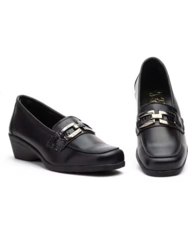ALTO ESTILO ZAPATOS DE MUJER DE PIEL NEGRA CON HEBILLA Y CUNA MODELO AE532 NEGRO