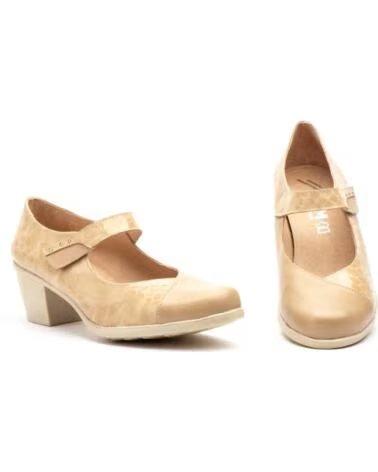 SAPATOS DE MULHER EM PELE BEGE COM VELCRO E SALTO JAM MODELO 95777 VARIOS COLORES