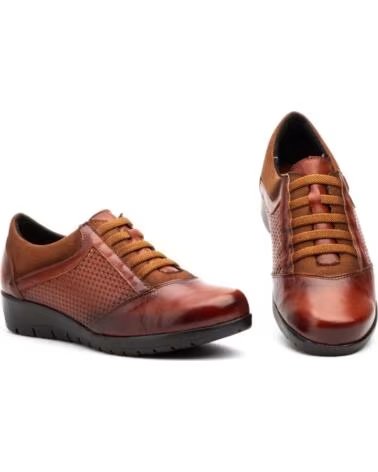 BASKETS FEMME CUIR LACETS ÉLASTIQUES COMPENSÉES MODÈLE 95567 MARRON MARRóN