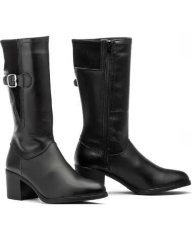 IBERICO SHOES DAMEN STIEFEL LEDER LYCRA SCHWARZ SCHNALLE ABSATZ 90731 NEGRO