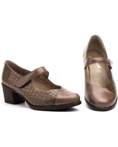 BRAUNE LEDER-DAMENSCHUHE MIT KLETTVERSCHLUSS UND ABSATZ MODELL 9135 JAM MARRóN